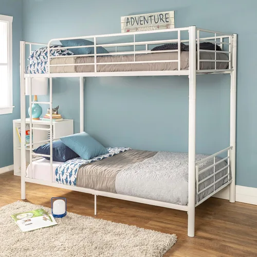 Vista 11 de Walker Edison Elodie - Litera de metal, cama individual sobre cama individual, color blanco