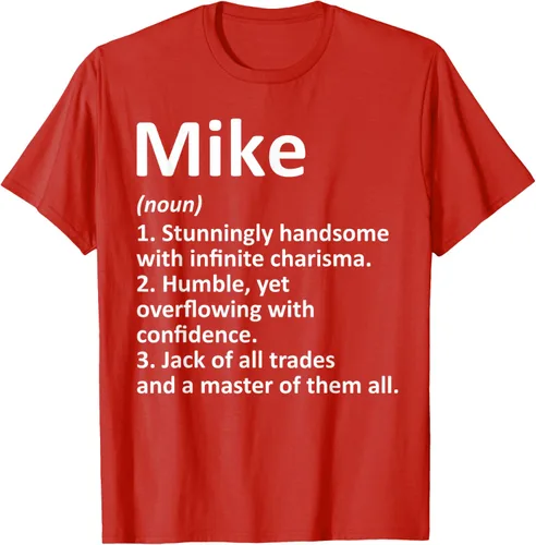 Vista 78 de MIKE Definition - Camiseta divertida para regalo de cumpleaños con nombre personalizado, Negro, S