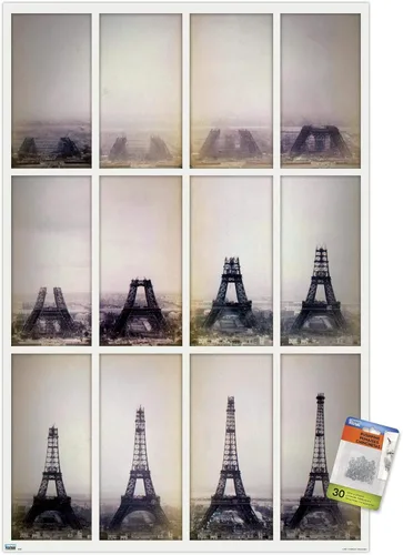 Vista 6 de Póster de pared de lapso de tiempo de construcción de la torre Eiffel con pasadores