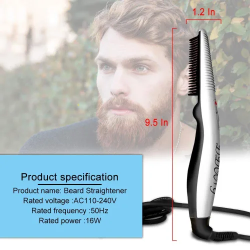 Vista 4 de Peine alisador de barba para hombres,Peine caliente para el cabello,Estilizador de cepillo de barba calentado eléctrico rápido,Viaje portátil