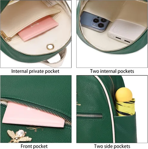 Vista 4 de Mochila pequeña para mujer, Verde, Mochilas Daypack