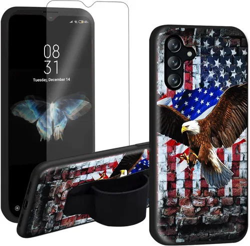 Vista 9 de Funda para Samsung Galaxy A13 5G 2021/Samsung A04s con soporte para el dedo para teléfono, correa de mano elástica, funda de TPU a prueba de golpes