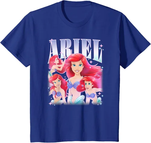 Vista 49 de Disney Camiseta de la princesa Ariel de la Sirenita Multi Pose, Negro
