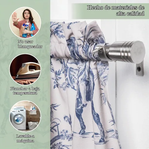 Vista 3 de Maison d' Hermine Juego de cortinas de cocina para ventanas, juego de cortinas de cocina 100% algodón, cenefas para el hogar [2 niveles