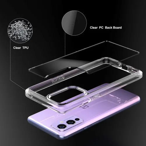 Vista 3 de Funda protectora transparente para Oneplus 9 a prueba de golpes [parte trasera de policarbonato duro+parachoques de TPU suave] [antiamarilleo]