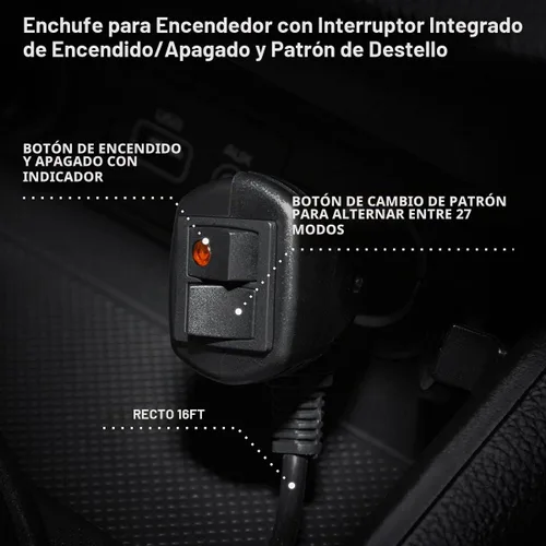 Vista 5 de WOWTOU - Barra de luz LED de 56 luces rojas y blancas de techo de emergencia con flash intermitente para bomberos voluntarios, vehículos de Rojo