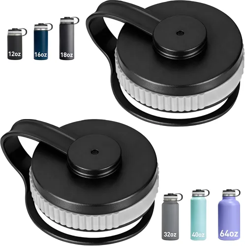Vista 7 de Tapas de boca ancha compatibles con Hydro Flask de 12 a 64 onzas, 2 tapas de repuesto para Simple Modern, Takeya, Thermoflask, accesorios