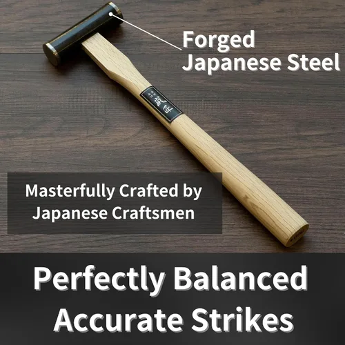 Vista 3 de GENNO - Martillo de carpintero japonés de 10.5 onzas (10.5 onzas), mango de madera para cincel, plano de mano japonés, clavo, fabricado en Japón