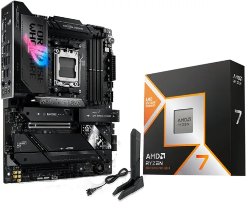 Vista 10 de Micro Center AMD 9800X3D Processor with ASUS TUF Gaming B850 PL Motherboard Combo de placa base de CPU, listo para AI, 14+2+1 etapas de 80 A, DDR5