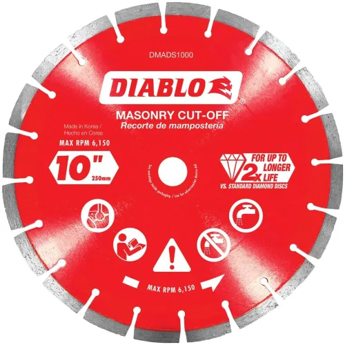 Vista 2 de Disco de corte segmentado de diamante Diablo para mampostería, hormigón, ladrillo y bloque - Diámetro de 4", Kerf de 2.2mm, 15250 RPM máx.