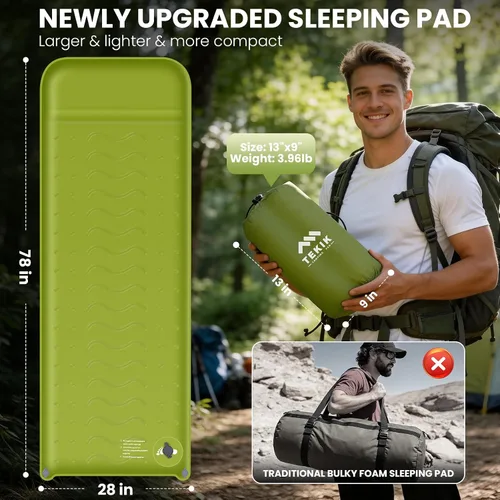 Vista 2 de TEKIK Almohadilla de dormir de espuma viscoelástica autoinflable