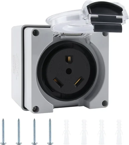 Vista 10 de Newdeli Caja de toma de corriente de 50 amperios NEMA 14-50R Rv Panel de toma de corriente eléctrica de 125/250 voltios, caja de salida impermeable