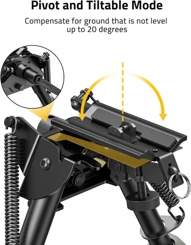 Vista 2 de CVLIFE Bípode de rifle de fibra de carbono de 6-9 pulgadas, bípodes pivotantes inclinables para rifles con adaptador compatible con bípode giratorio