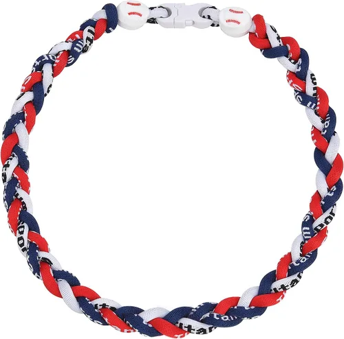 Vista 12 de Collar de béisbol de 18 pulgadas, regalos de goteo de béisbol, collares deportivos de tres trenzas, collares de titanio Tornado de cuerda deportiva