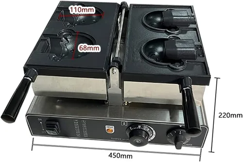 Vista 4 de Taiyaki - Máquina para hacer gofres en forma de oso de boca abierta para hacer helado de oso Taiyaki, máquina para hacer conos de oso (110 V)