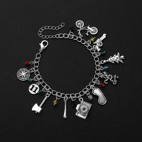 Vista 4 de Dr's gift Strange Things Bracelet Necklace Pack Strange Things Merchandise for Teen Girls Kids Christmas Birthday Gift Stranger Eleven ST Fans 2 PCS