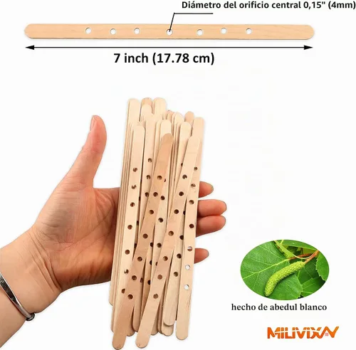 Vista 3 de MILIVIXAY 100 soportes de mecha de madera, dispositivo de centrado de mechas de vela para velas grandes y multimecha.