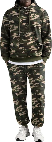 Vista 61 de COOFANDY Conjunto deportivo de 2 piezas para hombre, conjunto deportivo casual con capucha