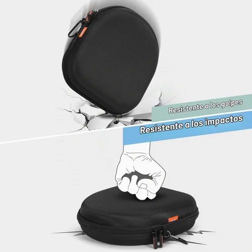 Vista 6 de Hard Shell Headphone Case, Durable Zipper Travel Carrying Pouch Bag Negro