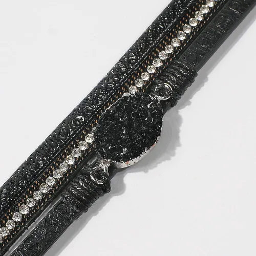 Vista 6 de Artilady Leather Wrap Bracelet for Women, Pearl Beaded Bangle Stack Jewelry Negro