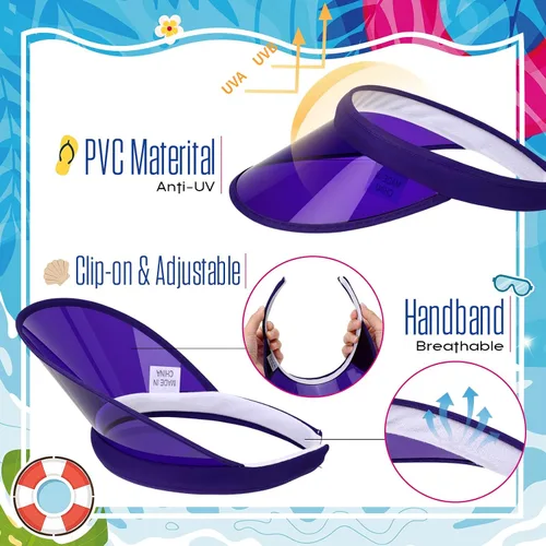 Vista 11 de Jiuguva Viseras de plástico unisex para el sol, gorra de póquer con protección UV para hombres y mujeres, deportes al aire libre, actividades