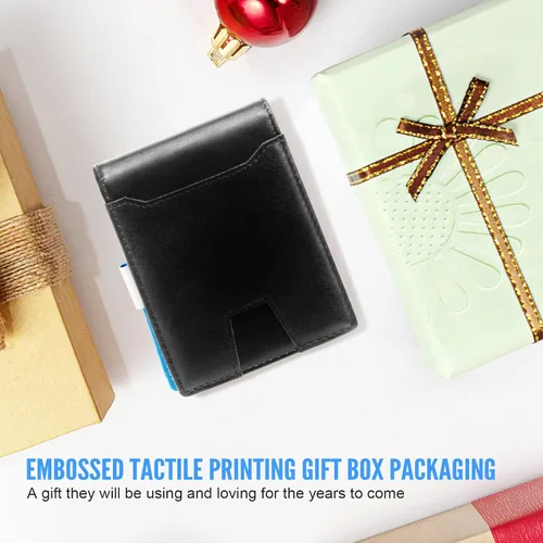 Vista 6 de LifeImpree Cartera RFID para hombres, carteras minimalistas de cuero genuino para hombre con clip de dinero extraíble, soporte de tarjeta de crédito