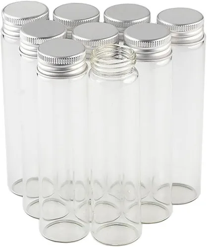 Vista 14 de Frascos de sello vacío de 1.7 fl oz Botella de vidrio con tapa de rosca de color plateado de aluminio Sellado Contenedor de regalo de alimentos