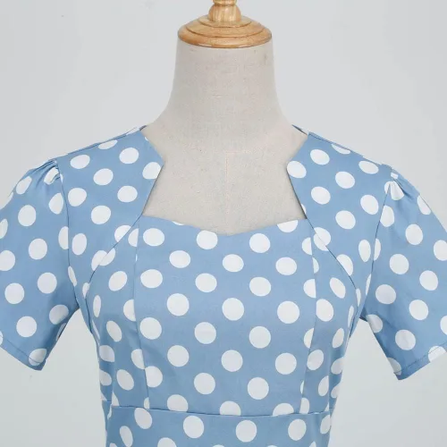 Vista 4 de Vestido de noche vintage con hombros descubiertos y estampado floral, cuello en V, mangas 34, vestido midi acampanado para cóctel de boda