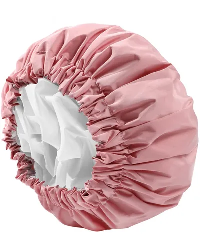 Vista 11 de YIZIJIZI - Gorro de ducha, gorras de baño para mujer reutilizables impermeables, gorras de ducha de dos capas grandes reutilizables adecuadas