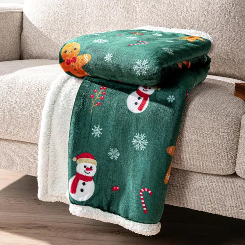 Vista 9 de PAVILIA Premium Manta de vellón sherpa de Navidad regalo de decoración navideña, afelpada, cálida y acogedora, de microfibra y reversible, para Pan