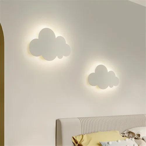 Vista 4 de Lámpara de pared de nube para niña, niño, caricatura, dormitorio, mesita de noche, lámpara decorativa de pared, personalidad creativa, arte