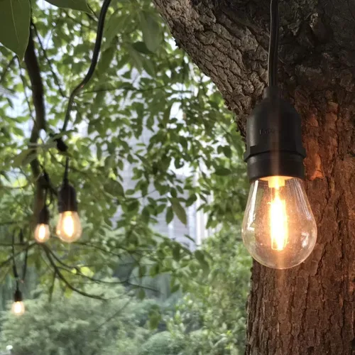 Vista 2 de Bombilla de repuesto LED S14 de plástico inastillable, impermeable, bombillas de cadena de luces, gusano blanco 2200 K, 70 LM, base E26, 120 V