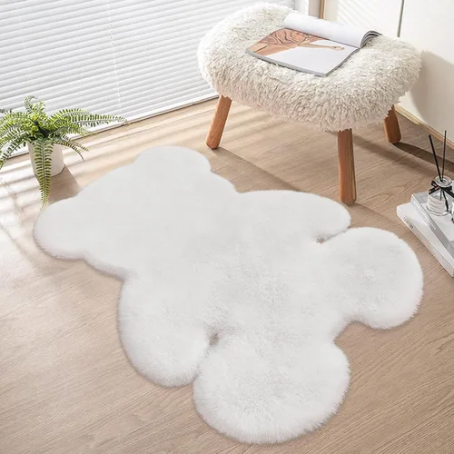 Vista 14 de Alfombra de pelo de oveja sintética de 2 pies, suave y esponjosa, bonita alfombra de felpa para guardería, habitación de niños y niñas, decoración