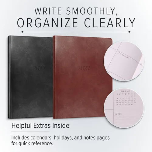 Vista 3 de Gallery Leather Agenda mensual grande 2026-2027 Acadia Navy