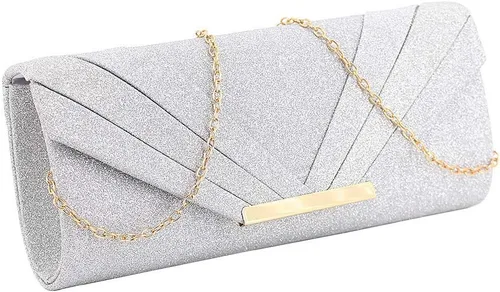 Vista 13 de Naimo Bolso de mano brillante para mujer, bolso de noche para fiesta, cóctel, boda, elegancia, sobre