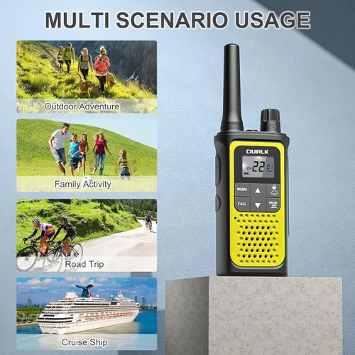 Vista 6 de Walkie Talkies recargables de largo alcance, paquete de 4 Walkie Talkies para adultos NOAA con alerta meteorológica, radio de 2 vías de 22 canales