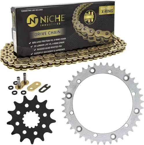 Vista 11 de Niche - Juego de cadena de piñón de transmisión para Yamaha Raptor 660R, delantera de 13 dientes, trasera de 40 dientes, 520V, con junta tórica, 92