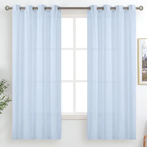 Vista 15 de BGment Cortinas cortas de lino transparente de 40 pulgadas para cafetería, con ojales, filtrado de luz, semitransparentes para ventanas pequeñas