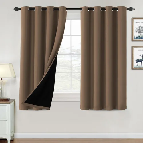 Vista 116 de H.VERSAILTEX Cortinas 100% de opacidad para dormitorio, con aislamiento térmico, cortinas opacas de 63 pulgadas de largo, cortinas de bloqueo