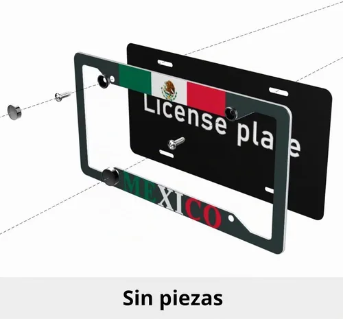 Vista 5 de Marcos de matrícula con bandera mexicana, decoración de bandera personalizada, etiquetas de automóvil, cubiertas de matrícula de metal de aluminio