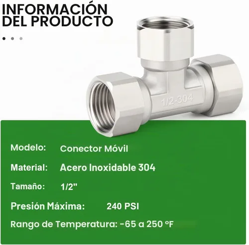 Vista 6 de TAISHER 2 conectores en T movibles flexibles de acero inoxidable 304 de 3 vías y 3 extremos, 1/2 pulgada para pulverizador, válvula en ángulo, brazo