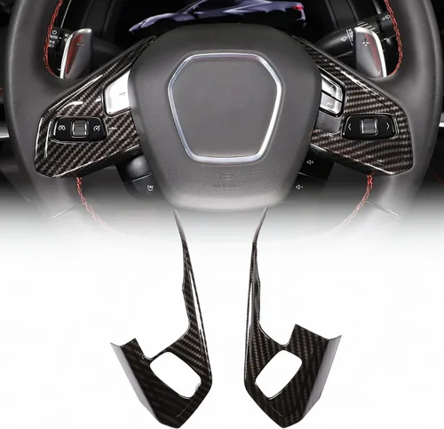 Vista 8 de Funda de marco de botón para volante compatible con Chevrolet Corvette C8 2020-2023, marco de protección de panel de volante de automóvil