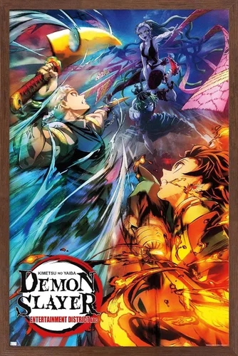 Vista 7 de Trends International Demon Slayer - Póster de pared Key Visual 2, 22.375 x 34 pulgadas, versión enmarcada de madera de granero Versión enmarcada