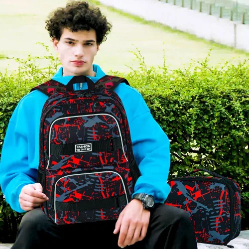 Vista 10 de Mochila para laptop, 16 pulgadas, bolsa escolar y bolsa de almuerzo, mochilas resistentes al agua para adolescentes, niñas, mujeres, estudiantes