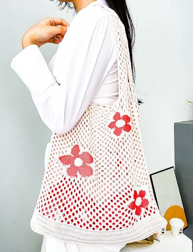 Vista 7 de ENBEI Bolsas bohemias, bolsa de punto de hombro, bolsa de mano Y2K estética, bolso de ganchillo lindo para mujeres, regalos hippie