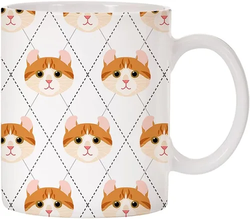 Vista 25 de Adorable Cat Breed Design Argyle Pattern Taza de café de cerámica (abisinian)