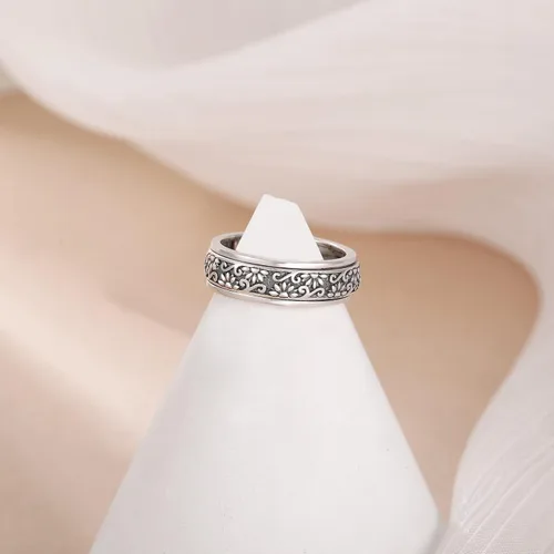 Vista 12 de YAFEINI Anillo giratorio de plata de ley para mujer, nudo celta, girasol, margarita, corazón, árbol de la vida, joyería de regalo para mujeres