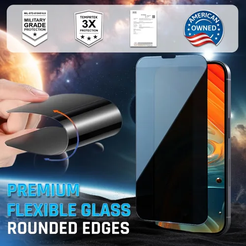 Vista 2 de TEMPRTEK+ 2 Pack para iPhone 14 Pro Protector de Pantalla de Privacidad, Vidrio Templado Antiespía, Resistencia a Rayaduras y Huellas Digitales