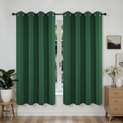 Vista 90 de Joydeco - Juego de 2 paneles de cortinas opacas de 63 pulgadas, 2 cortinas largas con aislamiento térmico burg, cortinas de oscurecimiento