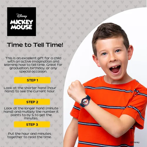 Vista 5 de Disney Mickey Mouse - Reloj analógico de cuarzo con correa de silicona para niños